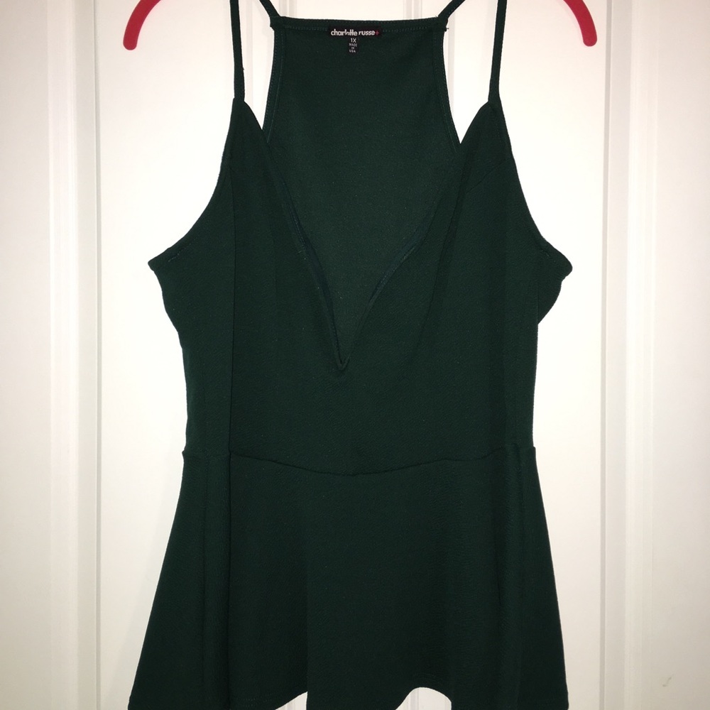 Dark green deep V tank top